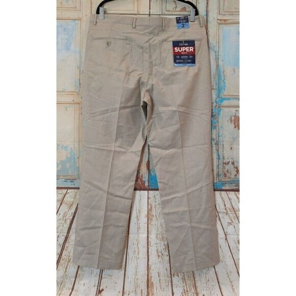 Stafford Mens 36x30 Light Sand Gray Pants Super Suit Classic Fit Stretch Comfort - Picture 3 of 10